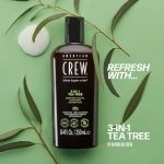 AMERICAN CREW™ 3-IN-1 TEA TREE šampūnas, kondicionierius ir dušo želė viename