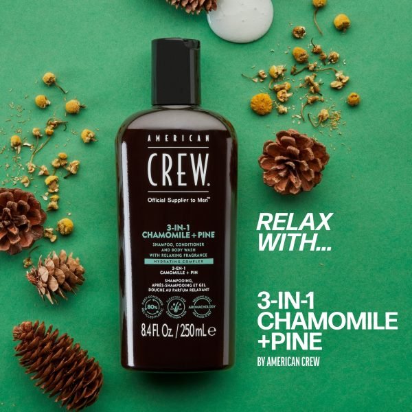 AMERICAN CREW™ 3-IN-1 CHAMOMILE + PINE šampūnas, kondicionierius ir dušo želė viename