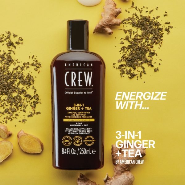 AMERICAN CREW™ 3-IN-1 GINGER + TEA šampūnas, kondicionierius ir dušo želė viename